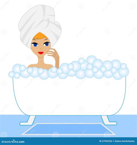 Young Woman Take A Bath With Foam Stock Vector Illustration Of Head