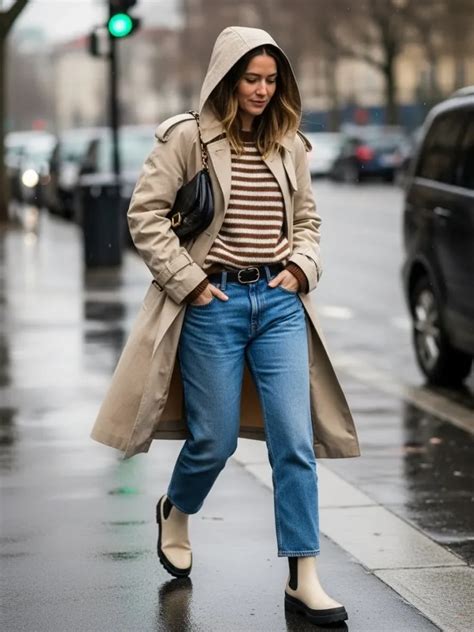 cute rainy day outfits  women    stay comfy  dry