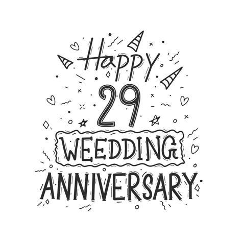 29 Years Anniversary Celebration Hand Drawing Typography Design Happy