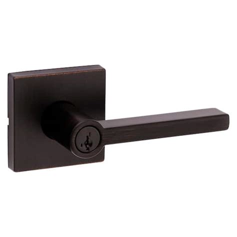 Kwikset Halifax Square Venetian Bronze Keyed Entry Door Handle Featuring Smartkey Security