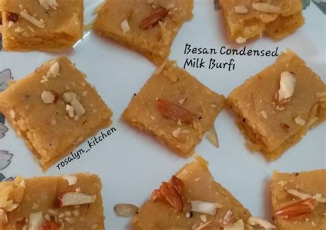 Besan Condensed Milk Burfi Recipe By Rosalyn Kitchen Cookpad