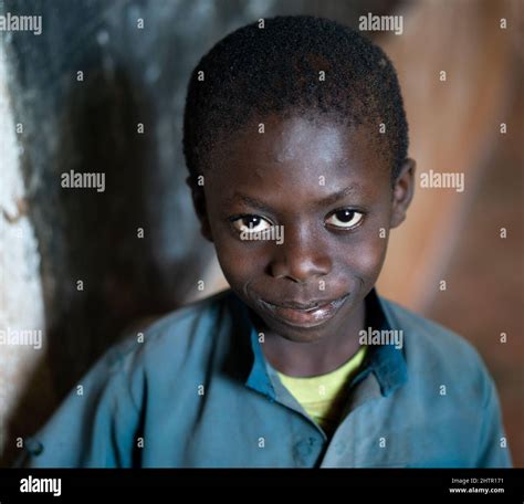 Close-up Portrait of African black Boy portrait inside of school ...