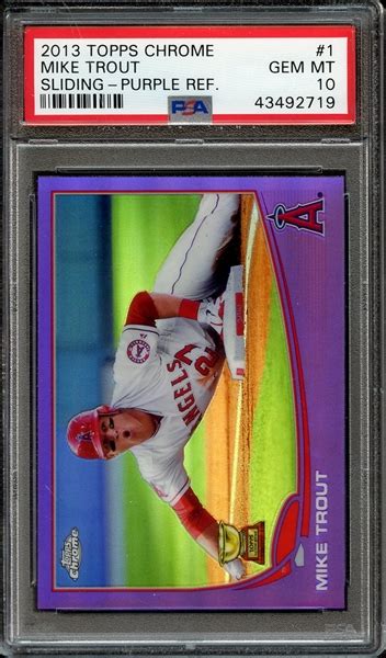 Lot Detail 2013 TOPPS CHROME 1 MIKE TROUT SLIDING PURPLE REF PSA GEM