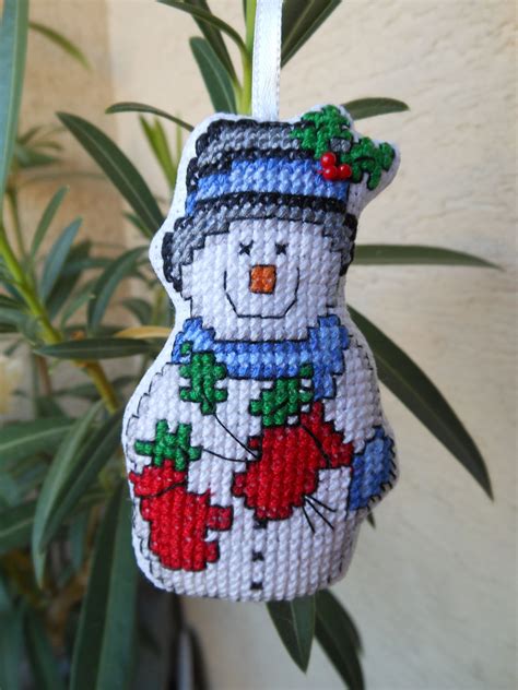 cross stitched snowman ornament | Cross stitch, Snowman ornaments ...