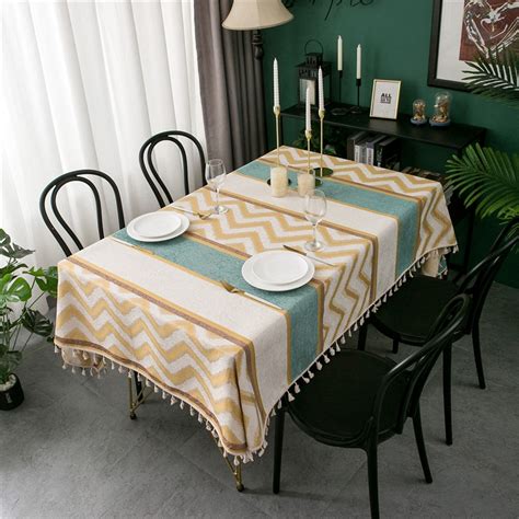 Nordic Chenille Jacquard Tassels Tablecloth Suede Polyester Table Cloth