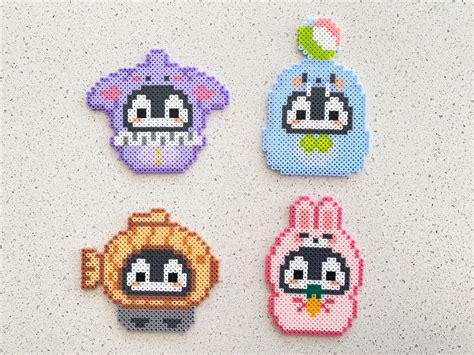 Cute Penguins Pixel Perler Beads Art Can Be Fridge Magnet Keychain