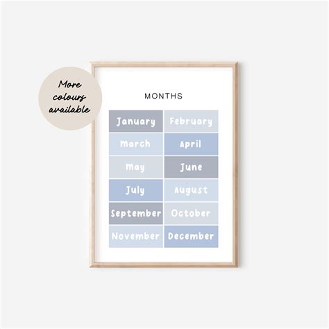 Months of the Year Educational Chart Nursery Classroom - Etsy