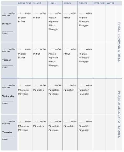 Printable Fast Metabolism Diet Meal Plan