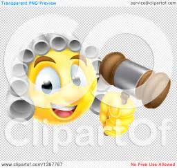 Clipart of a Yellow Smiley Emoji Emoticon Judge Wearing a Wig and ...