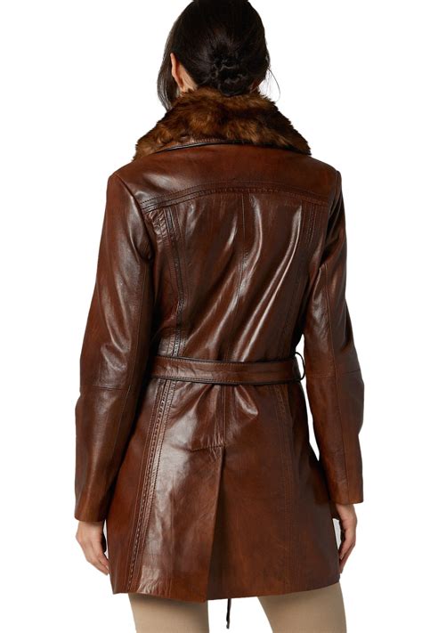 Dark Brown Leather Trench Coat Womens Tradingbasis