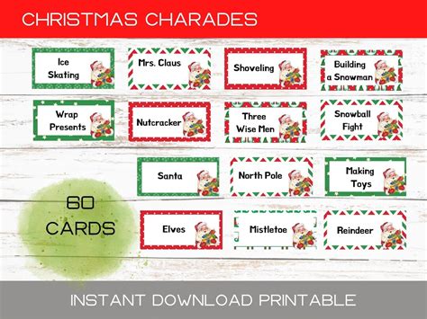 Christmas Charades Game - Etsy