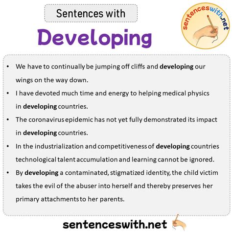 Sentences with Developing, Sentences about Developing - SentencesWith.Net