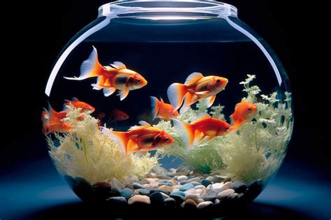 Premium Photo | Round fish tank with goldfish