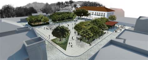 Praça Rubiao Júnior - -Vista aérea da Proposta para a Praça Rubião Junior -Desenho da equipe ...