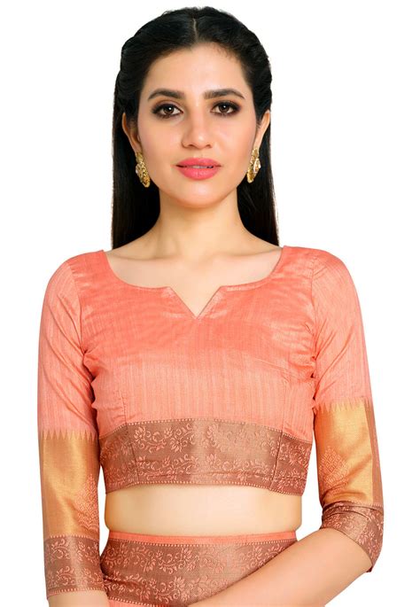 Buy Kanchipuram Saree In Peach Online SNGA2904 Utsav Fashion