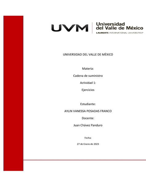 A1 AVPF ACTIVIDAD 1 CADENA DE SUMINISTRO UNIVERSIDAD DEL VALLE DE