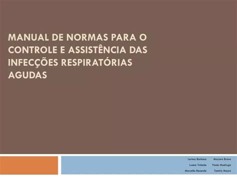 Ppt Manual De Normas Para O Controle E Assist Ncia Das Infec Es