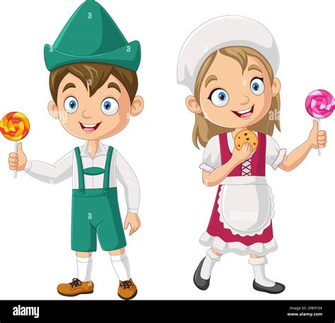 Cartoon Happy Hansel And Gretel Holding Lollipops Stock Vector Image And Art Alamy