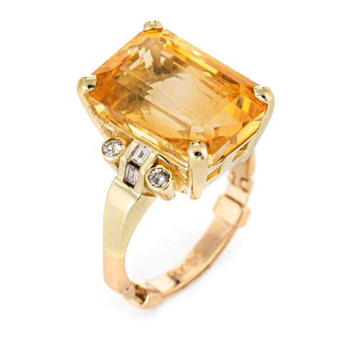 12 Carat Citrine Diamond Ring Vintage 14k Gold Arthritis Band Estate Jewelry At 1stdibs Estate