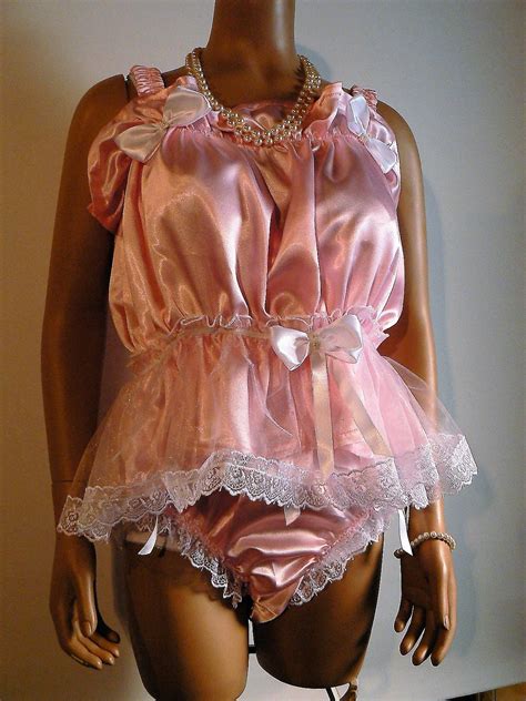 Men Adults Sissy Babydoll Chiffon Lingerie Frilly Dress With Ruffled