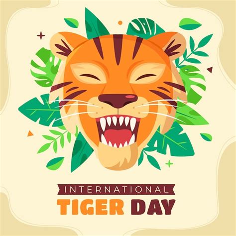 Ilustración plana para la conciencia del día internacional del tigre