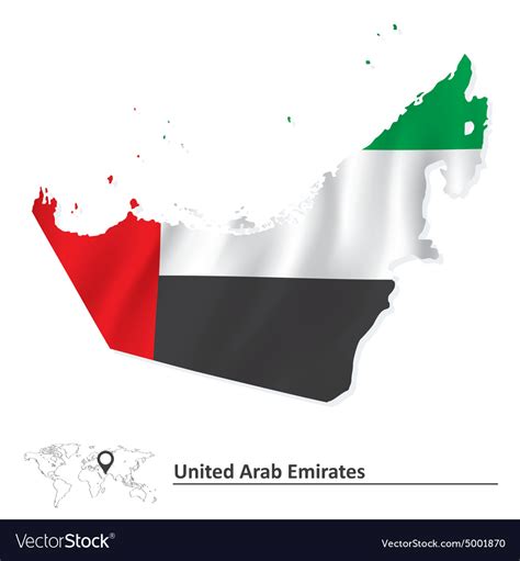 Map United Arab Emirates With Flag Royalty Free Vector Image