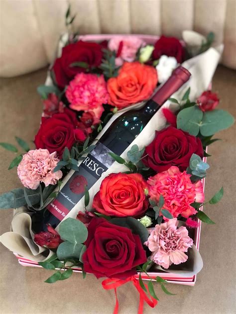 Flowerbox Czerwone Wino Madlen Flowers