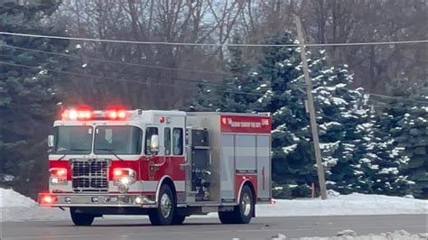 Saginaw Township MI FD E 1 Responding COMMERCIAL Fire ALARM YouTube