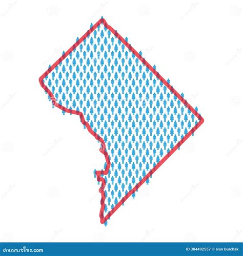 Washington DC Population Map. Stick Figures People Map. Pattern of Men