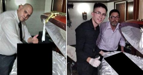 Funeral Workers Pose With Diego Maradonas Body Inside Coffin