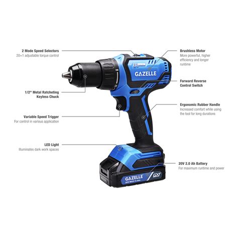 AABTools GAZELLE GC2030 GC2030 20V BRUSHLESS HAMMER DRILL 120NM