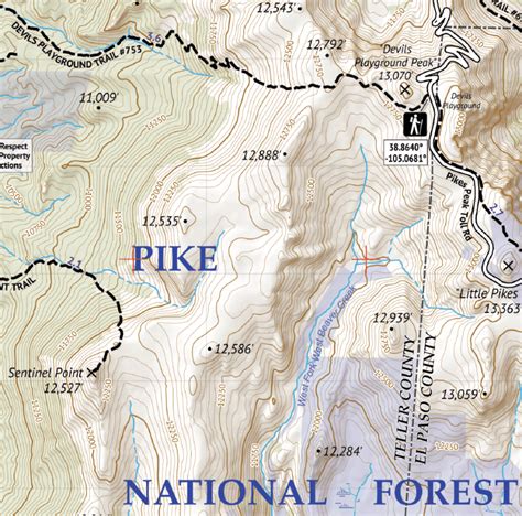 Pikes Peak And Colorado Springs Topographic Hiking Map Outdoor Trail Maps