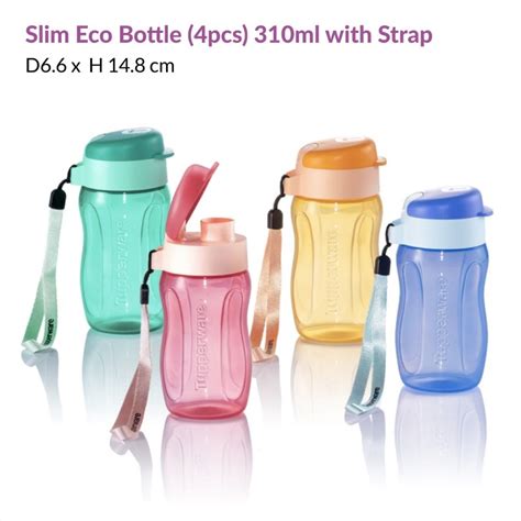 Original Tupperware Slim Eco Bottle Ml With Strap Water Bottle