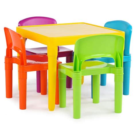 Humble Crew Playtime 5-Piece Vibrant Colors Kids Table and Chair Set ...