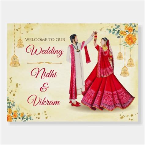 Indian Wedding Welcome Poster And Hindu Welcome Sign Zazzle