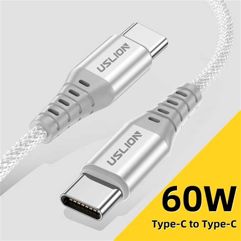 Uslion 60w Type C Fast Charging Cable Usb C Fast Charger Braided Data