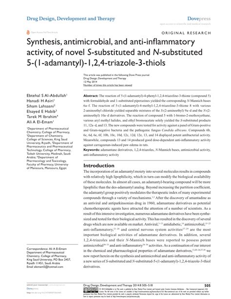 PDF Synthesis Antimicrobial And Anti Inflammatory Activity Of