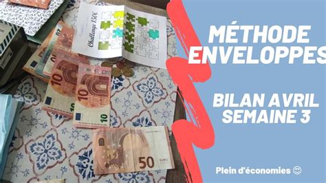 Budget enveloppes avril bilan de la semaine 3 défi et remplissage