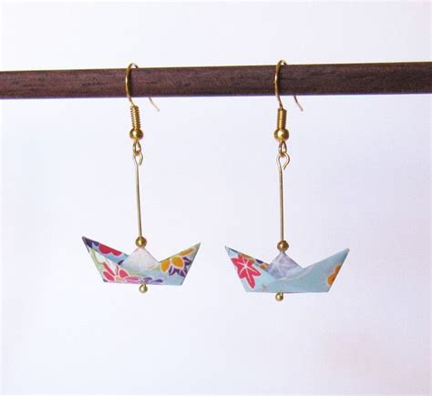 Boucles D Oreilles Bateaux En Origami Bijoux En Papier Bijoux