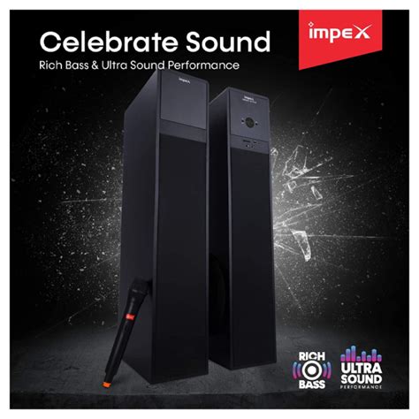 Buy Impex Thunder T3 Plus 100 W Rms Wireless Mic Tower Speaker With 100 W Bluetooth Home Theatre