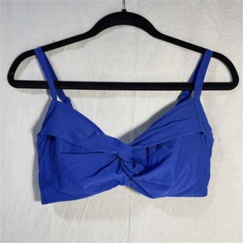 Athleta Active Twist Up Bikini Top Blue Swim Solid D Dd Quick