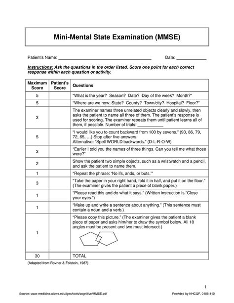 Mmse Mini Mental State Examination Olipdf Medium