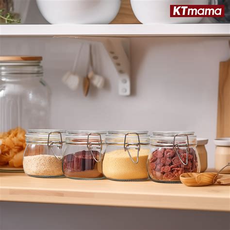 Ktmama Airtight Glass Jars Set Of With Lids Oz Food Storage Jar