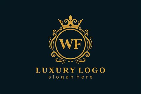 Initial WF Letter Royal Luxury Logo Template In Vector Art For