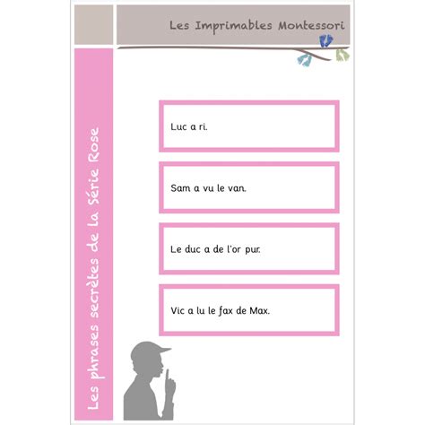 Série Rose Montessori Le Kit De Lecture Script