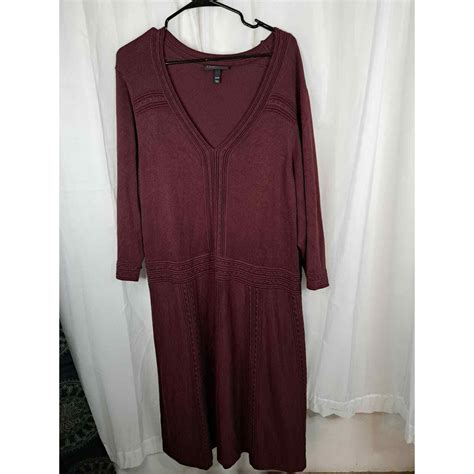 Lane Bryant Burgundy Knit Long Sleeve Midi Dress Ebay