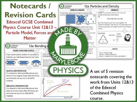 Edexcel Gcse Combined Physics Notecards Revision Cards The