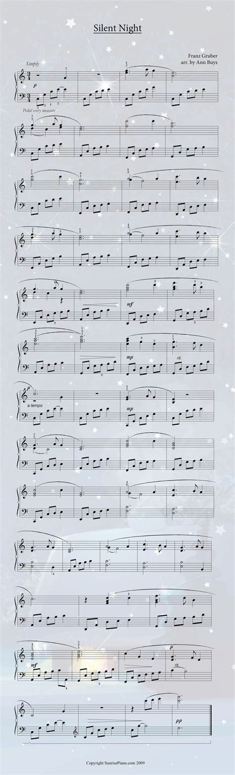 Silent Night Intermediate Piano Sheet Music