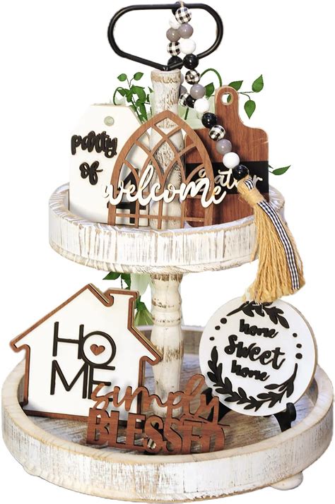 Amazon Houmury Set Of Farmhouse Tiered Tray Decor With