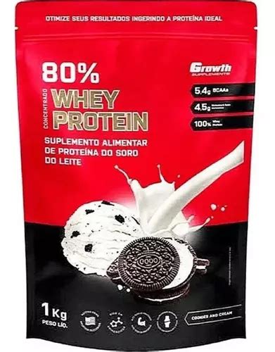 Whey Growth Concentrado 80 Protein Supplements 1kg Sabores Frete Grátis